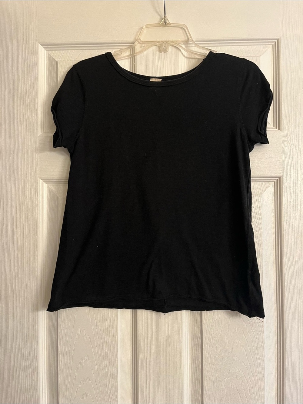 We The Free Black Short-Sleeve Crewneck Cotton Blend Tee